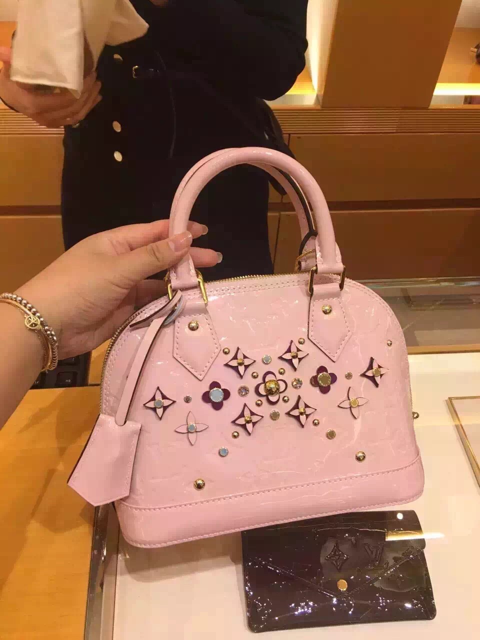 Real Louis Vuitton Blooming Alma Flower Bag M90989 Rose